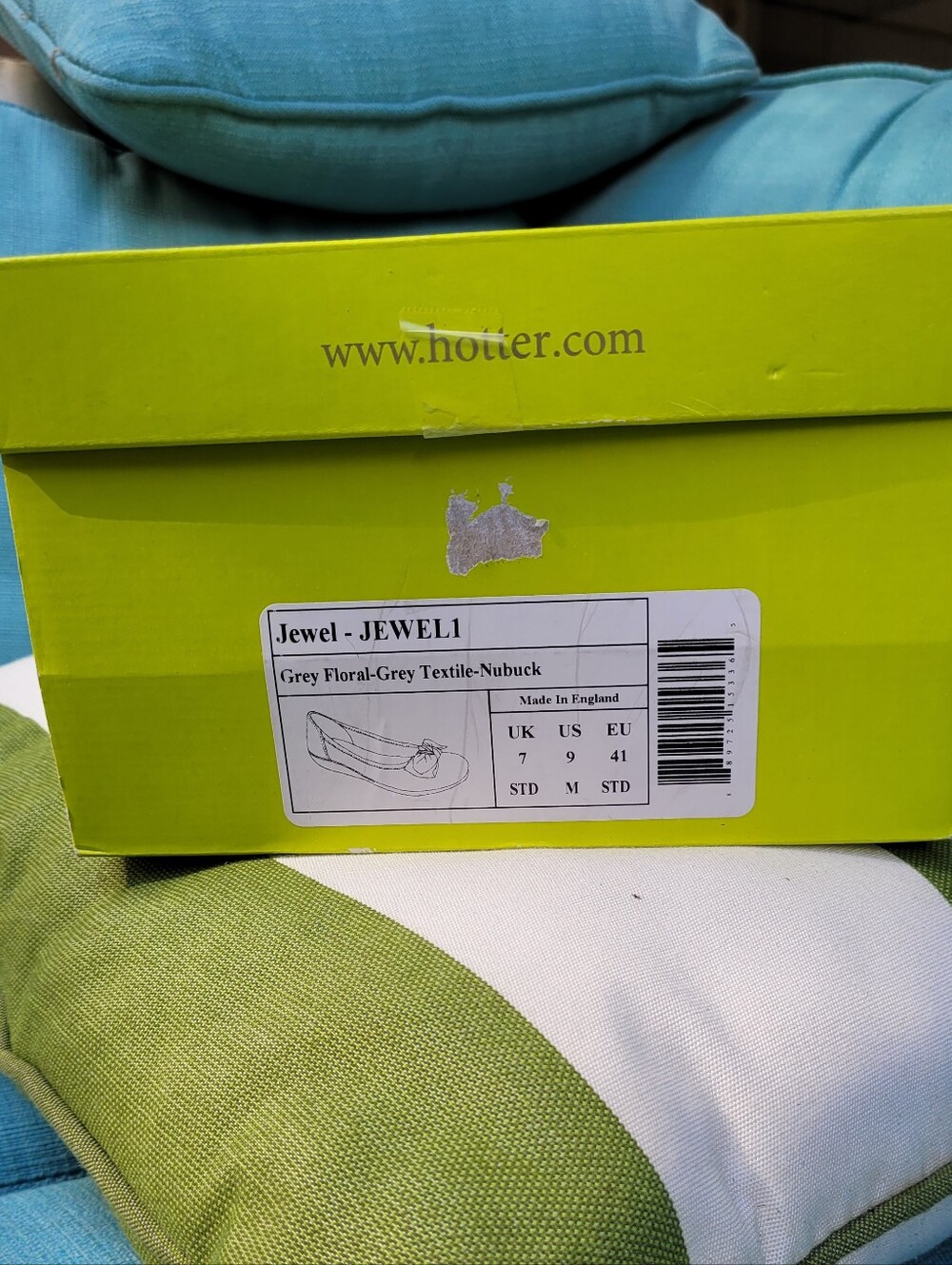 NWT | Hotter Grey Floral & Nubuck Leather Ballet Flats - Picture 7 of 11